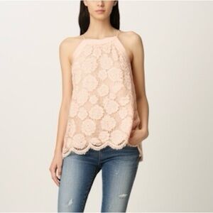 Doe & Rae NWT Blush Pink Lace Halter Sleeveless Spaghetti Tank Top Size Medium